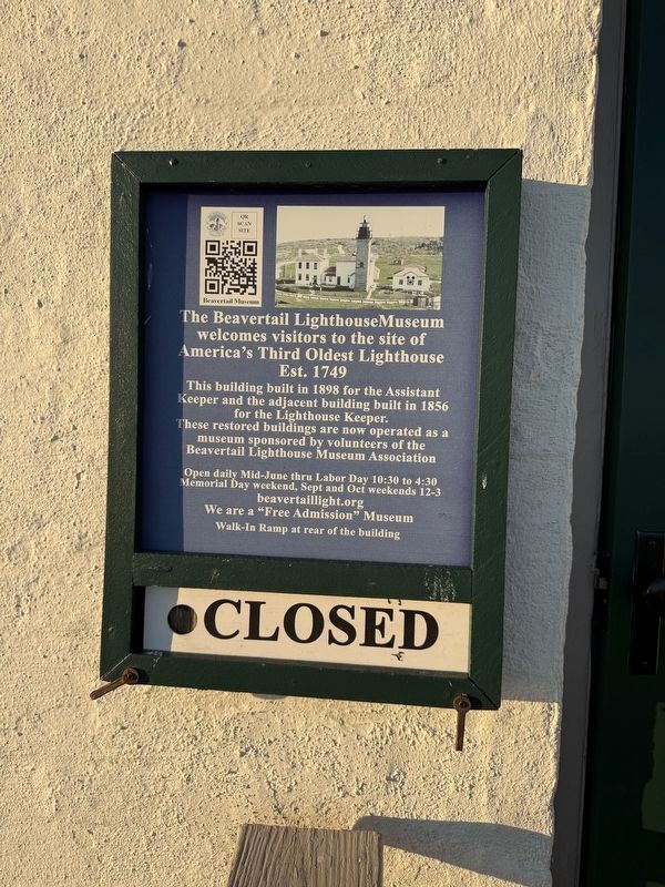 The Beavertail Lighthouse Museum Marker. Click for full size. The Beavertail Lighthouse Museum Marker image. Click for full size.
