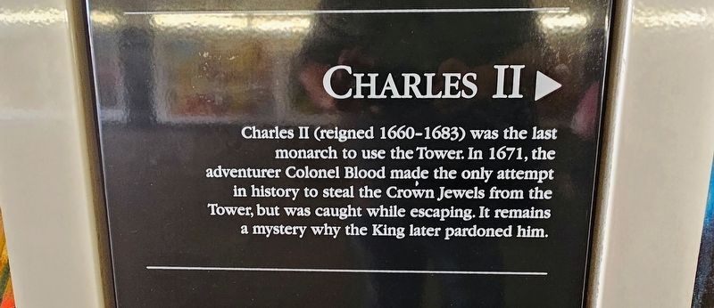 Tower Hill Passageway: Charles II Marker. Click for full size. Tower Hill Passageway: Charles II Marker image. Click for full size.