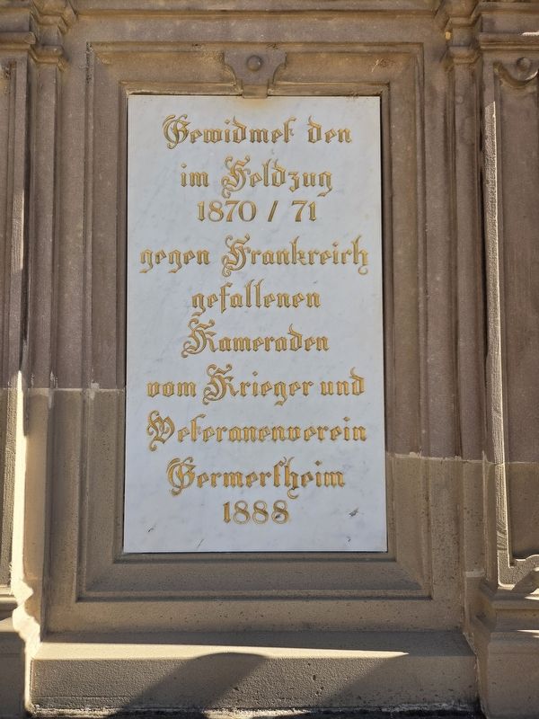 Kriegerdenkmal / Franco-Prussian War Memorial - Second Panel. Click for full size. Kriegerdenkmal / Franco-Prussian War Memorial - Second Panel image. Click for full size.