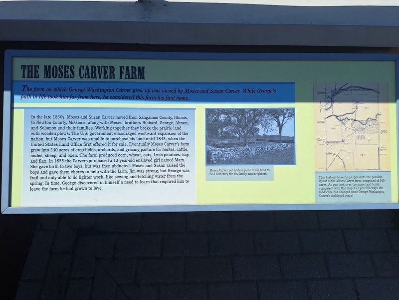 The Moses Carver Farm Marker. Click for full size. The Moses Carver Farm Marker image. Click for full size.