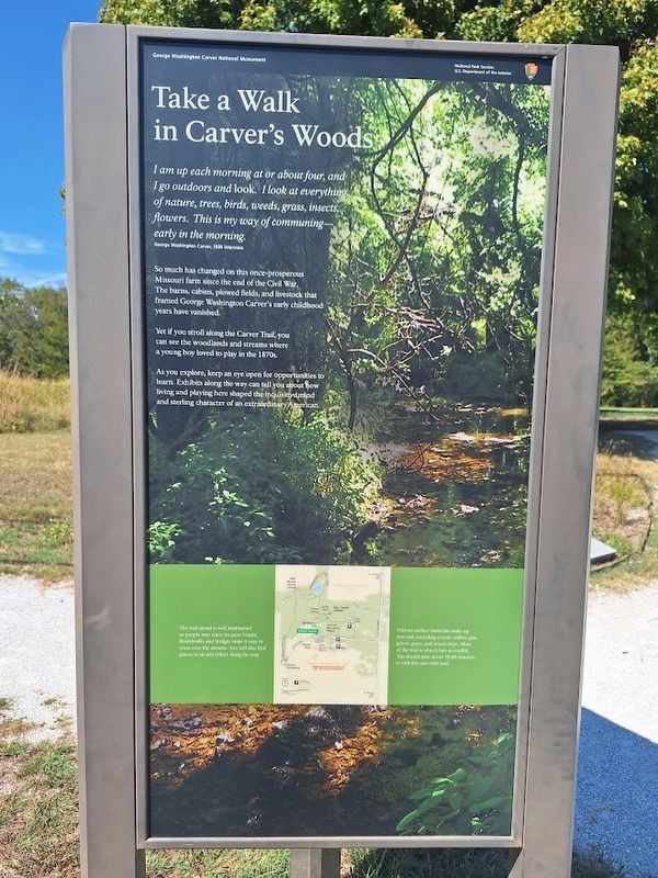Take a Walk in Carver's Woods Marker. Click for full size. Take a Walk in Carver's Woods Marker image. Click for full size.