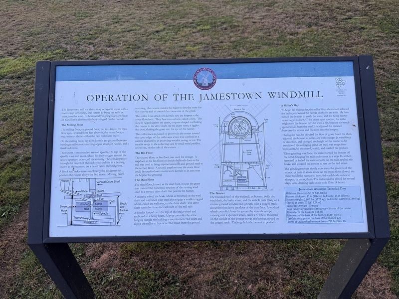 Operation of the Jamestown Windmill Marker. Click for full size. Operation of the Jamestown Windmill Marker image. Click for full size.