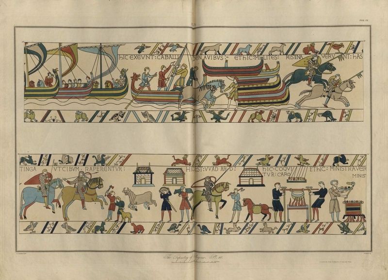 Engraving from a set of the complete Bayeux tapestry, published in 1823. Click for full size. Engraving from a set of the complete Bayeux tapestry, published in 1823 image. Click for full size.