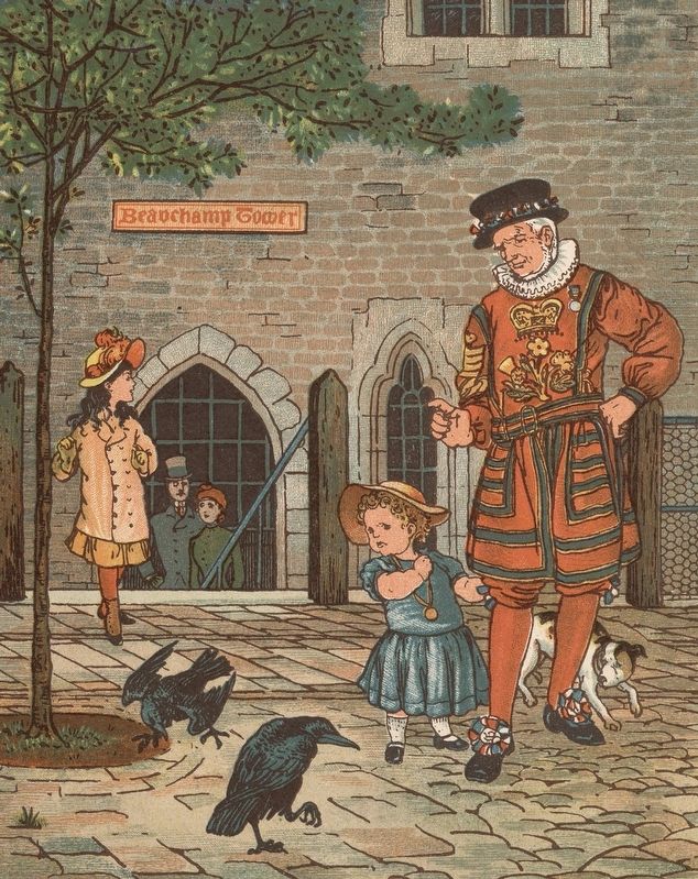 Ravens in the Tower of London, from London Town (1883) image. Click for full size.