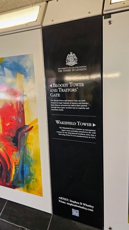 Tower Hill Passageway: Bloody Tower and Traitors’ Gate Marker. Click for full size. Tower Hill Passageway: Bloody Tower and Traitors’ Gate Marker image. Click for full size.