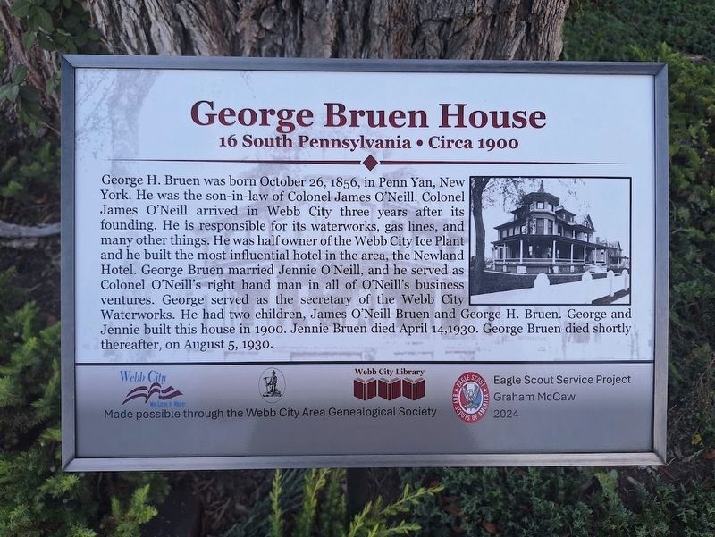 George Bruen House Marker. Click for full size. George Bruen House Marker image. Click for full size.