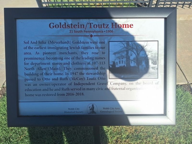Goldstein/Toutz Home Marker. Click for full size. Goldstein/Toutz Home Marker image. Click for full size.