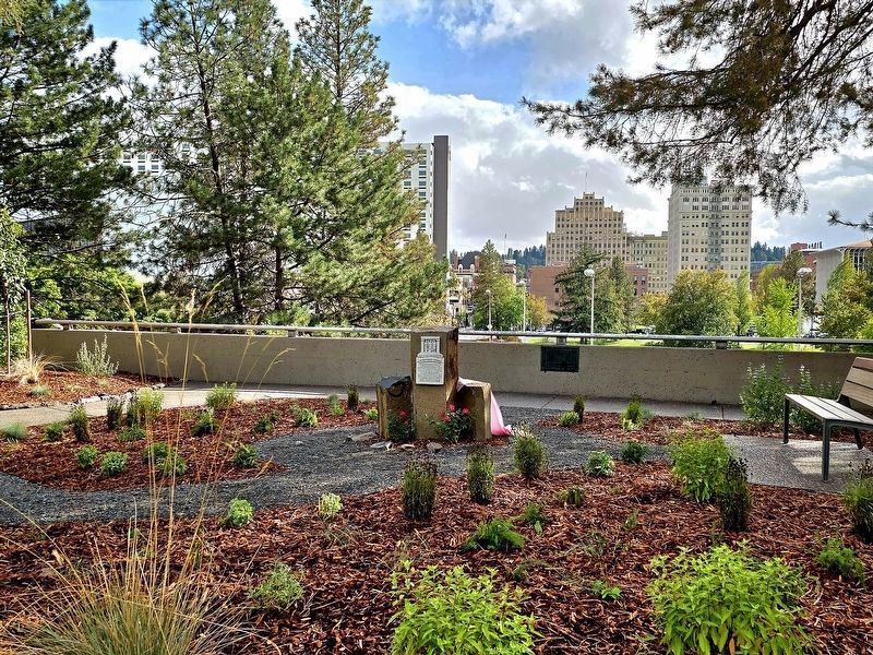 Wide view, in center: Never Forget Garden Marker. Click for full size. Wide view, in center: Never Forget Garden Marker image. Click for full size.