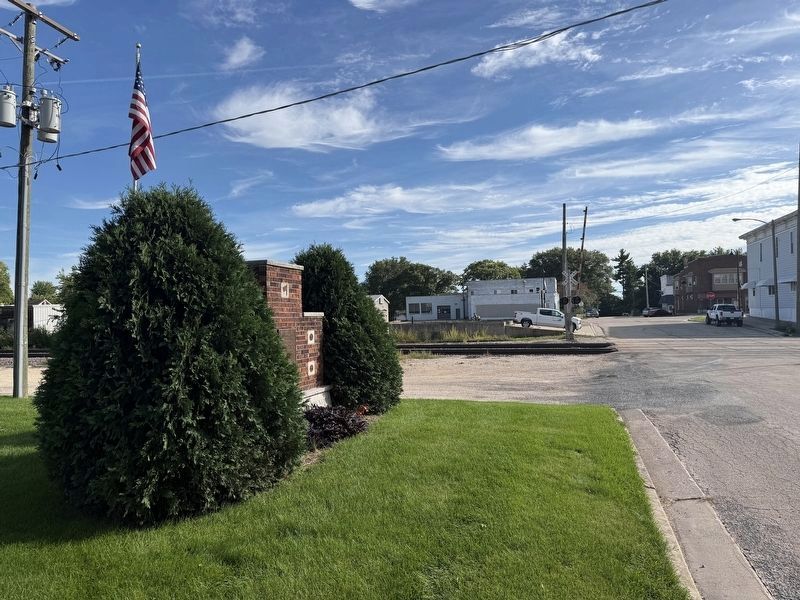 Shabbona Veterans Memorial & BNSF Railway Crossing. Click for full size. Shabbona Veterans Memorial & BNSF Railway Crossing image. Click for full size.