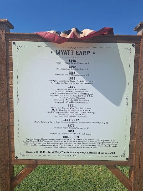 Wyatt Earp Marker. Click for full size. Wyatt Earp Marker image. Click for full size.