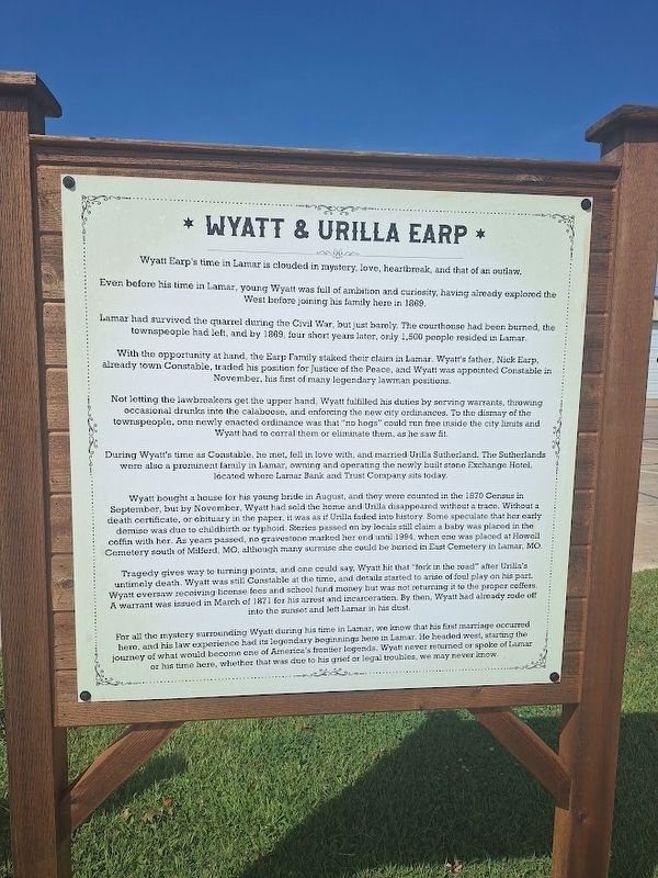 Wyatt & Urilla Earp Marker. Click for full size. Wyatt & Urilla Earp Marker image. Click for full size.