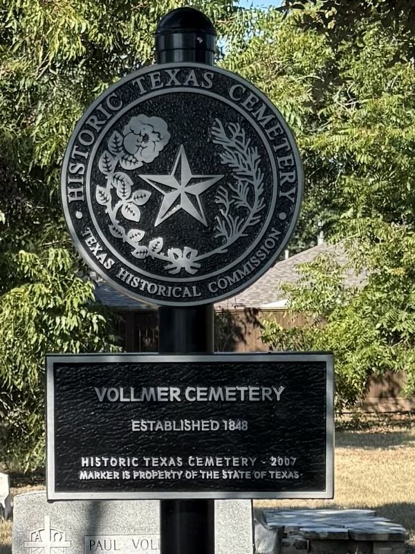 Vollmer Cemetery Marker. Click for full size. Vollmer Cemetery Marker image. Click for full size.