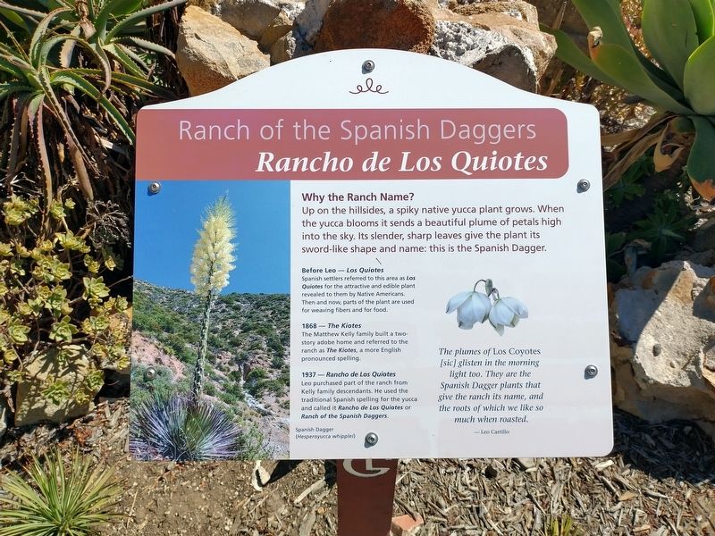 Ranch of the Spanish Daggers Marker. Click for full size. Ranch of the Spanish Daggers Marker image. Click for full size.