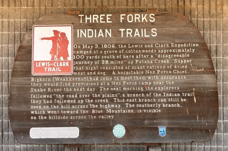 Three Forks Indian Trails. Marker. Click for full size. Three Forks Indian Trails. Marker image. Click for full size.