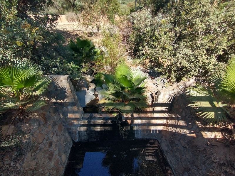 Low stone dam, or weir, built across the creek by Leo Carrillo.. Click for full size. Low stone dam, or weir, built across the creek by Leo Carrillo. image. Click for full size.
