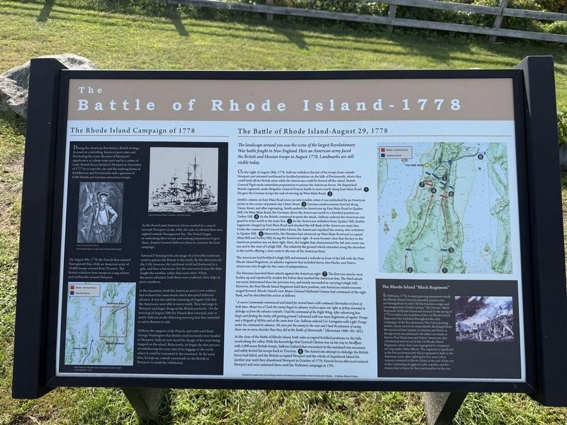 The Battle of Rhode Island - 1778 Marker. Click for full size. The Battle of Rhode Island - 1778 Marker image. Click for full size.