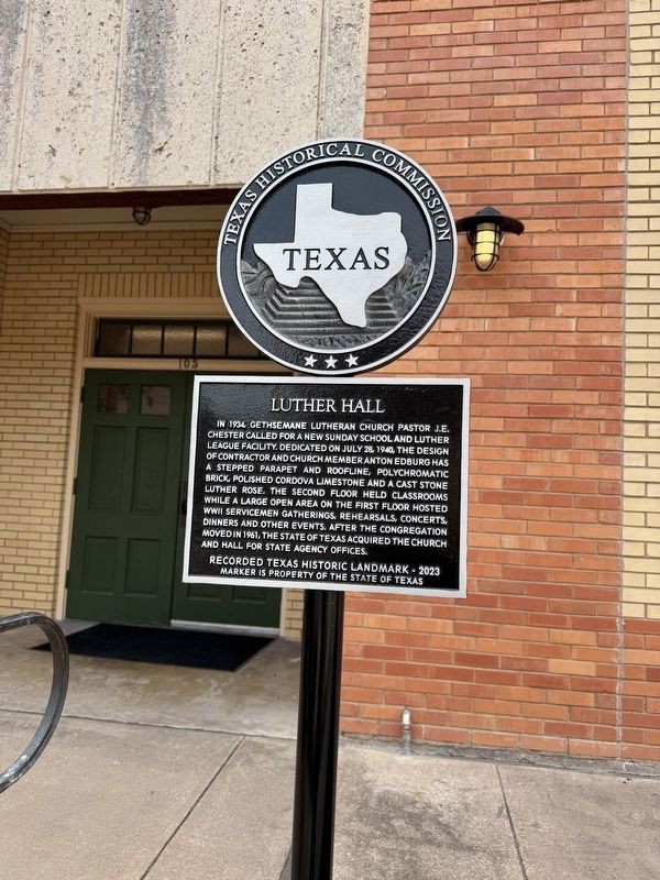 Luther Hall Marker. Click for full size. Luther Hall Marker image. Click for full size.