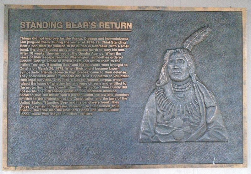 Standing Bear's Return Marker. Click for full size. Standing Bear's Return Marker image. Click for full size.