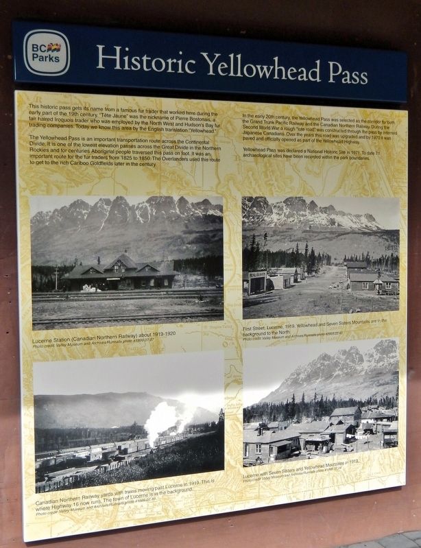 Historic Yellowhead Pass Marker image. Click for full size.