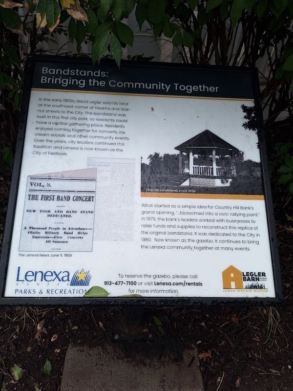 Bandstands: Bringing the Community Together Marker. Click for full size. Bandstands: Bringing the Community Together Marker image. Click for full size.