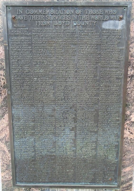 World War Memorial Honor Roll of Veterans. Click for full size. World War Memorial Honor Roll of Veterans image. Click for full size.