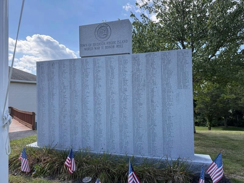 Town of Tiverton, Rhode Island World War II Honor Roll Memorial. Click for full size. Town of Tiverton, Rhode Island World War II Honor Roll Memorial image. Click for full size.