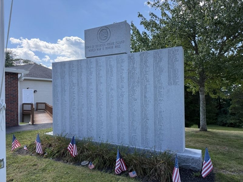 Town of Tiverton, Rhode Island World War II Honor Roll Memorial. Click for full size. Town of Tiverton, Rhode Island World War II Honor Roll Memorial image. Click for full size.