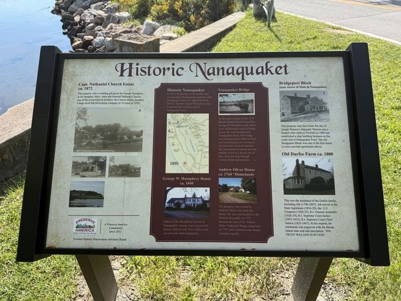 Historic Nanaquaket Marker. Click for full size. Historic Nanaquaket Marker image. Click for full size.