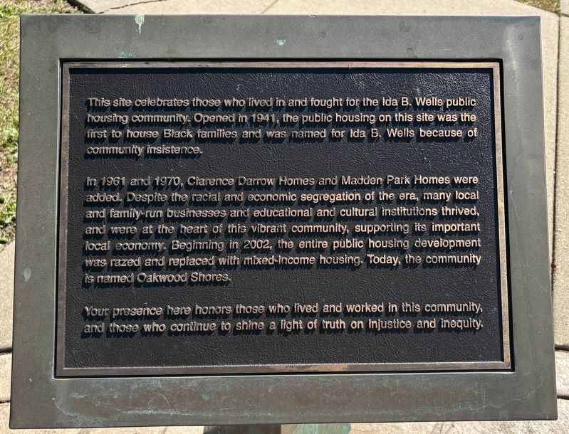 Ida B. Wells Public Housing Community Marker. Click for full size. Ida B. Wells Public Housing Community Marker image. Click for full size.