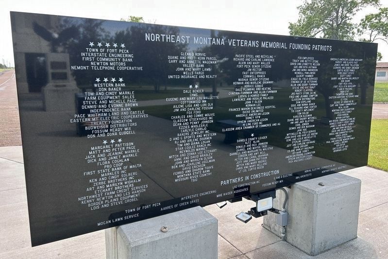 Northeast Montana Veterans Memorial Park Sign, Back. Click for full size. Northeast Montana Veterans Memorial Park Sign, Back image. Click for full size.