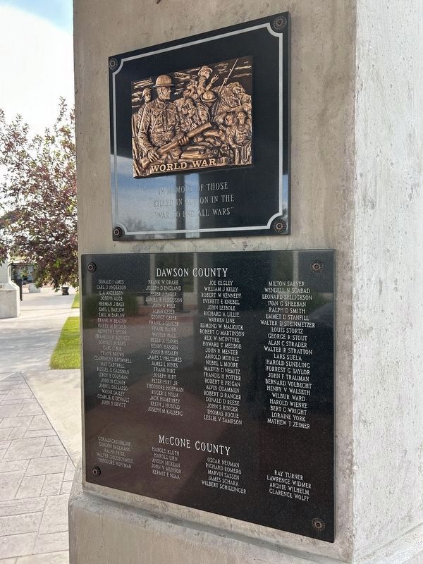 Dawson County & McCone County Veterans Plaque. Click for full size. Dawson County & McCone County Veterans Plaque image. Click for full size.
