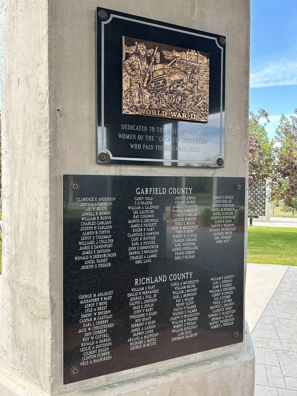 Garfield County & Richland County Veterans Plaque. Click for full size. Garfield County & Richland County Veterans Plaque image. Click for full size.