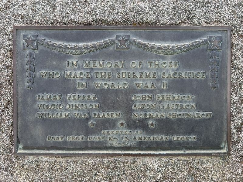 Fort Peck World War II Memorial. Click for full size. Fort Peck World War II Memorial image. Click for full size.