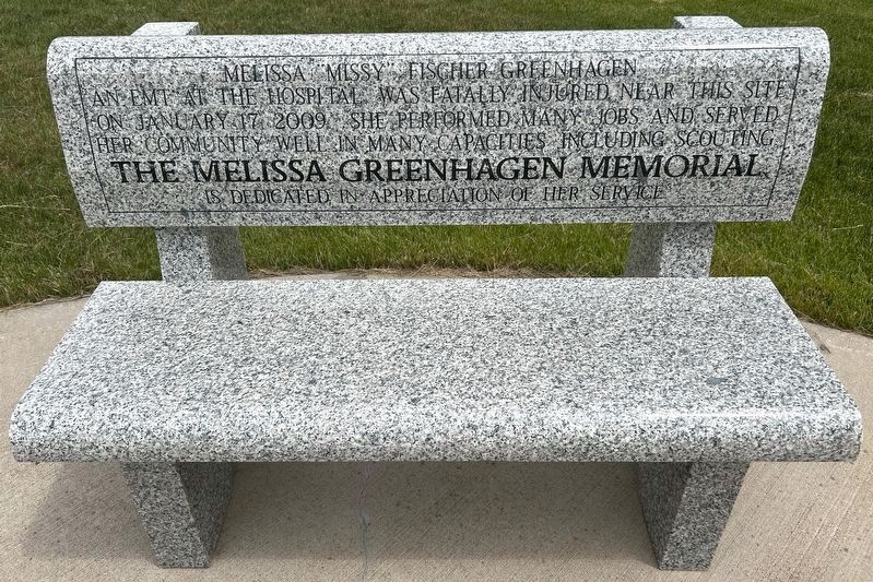The Melissa Greenhagen Memorial Marker, Side One. Click for full size. The Melissa Greenhagen Memorial Marker, Side One image. Click for full size.