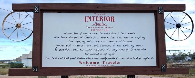 Town of Interior Marker. Click for full size. Town of Interior Marker image. Click for full size.