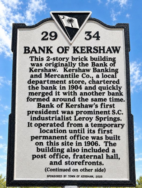 Bank of Kershaw Marker. Click for full size. Bank of Kershaw Marker image. Click for full size.