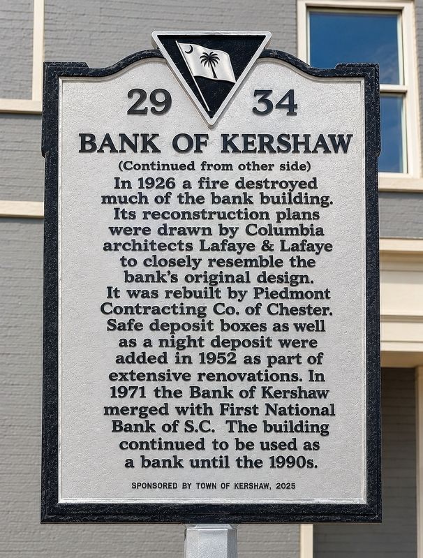 Bank of Kershaw Marker. Click for full size. Bank of Kershaw Marker image. Click for full size.