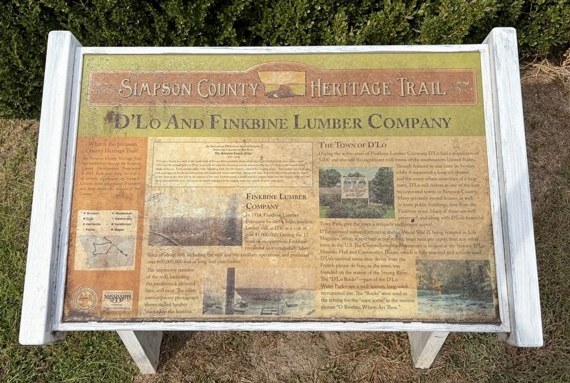 D'Lo And Finkbine Lumber Company Marker. Click for full size. D'Lo And Finkbine Lumber Company Marker image. Click for full size.