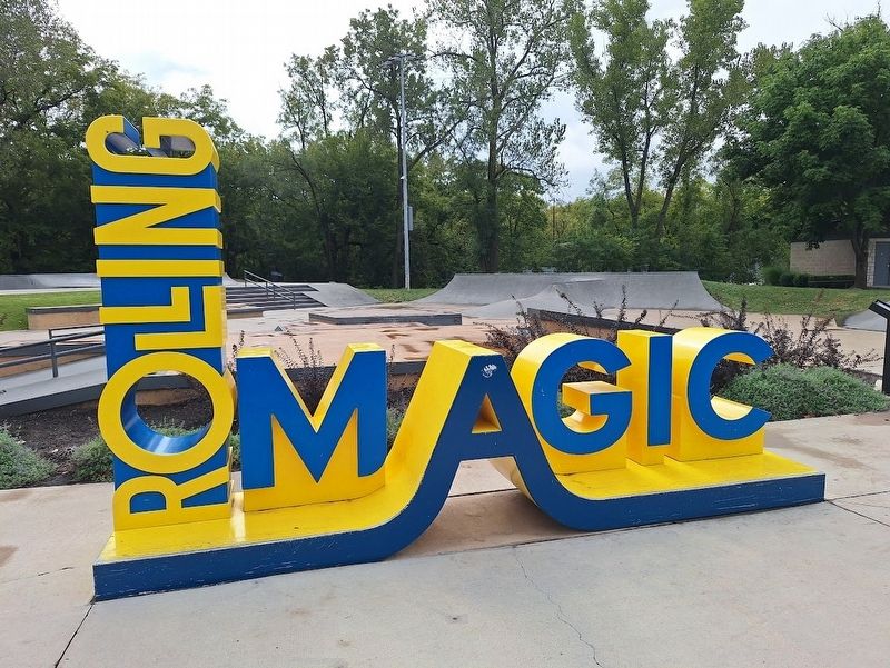Lenexa Rolling Magic Skate Park sign. Click for full size. Lenexa Rolling Magic Skate Park sign image. Click for full size.