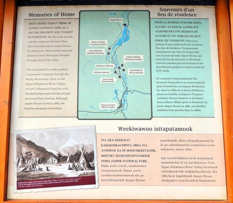 Memories of Home / Souvenirs d'un lieu de résidence / Weekiwawoo isitapatamook Marker. Click for full size. Memories of Home / Souvenirs d'un lieu de résidence / Weekiwawoo isitapatamook Marker image. Click for full size.