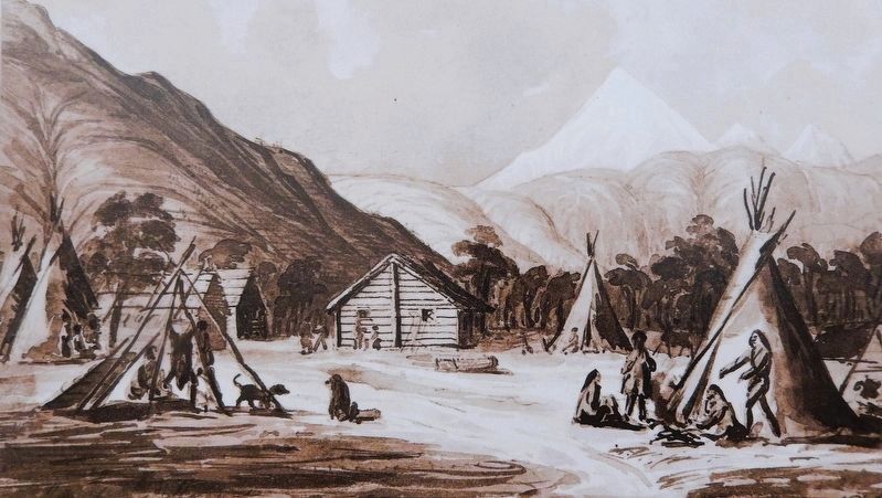 Marker detail: Settlement at Jasper House<br>by Sir James Warre, 1845. Click for full size. Marker detail: Settlement at Jasper House<br>by Sir James Warre, 1845 image. Click for full size.