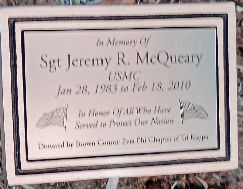 Sgt Jeremy R. McQueary Marker. Click for full size. Sgt Jeremy R. McQueary Marker image. Click for full size.