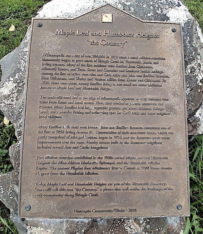 Maple Leaf and Humboldt Heights "the Country" Marker. Click for full size. Maple Leaf and Humboldt Heights "the Country" Marker image. Click for full size.