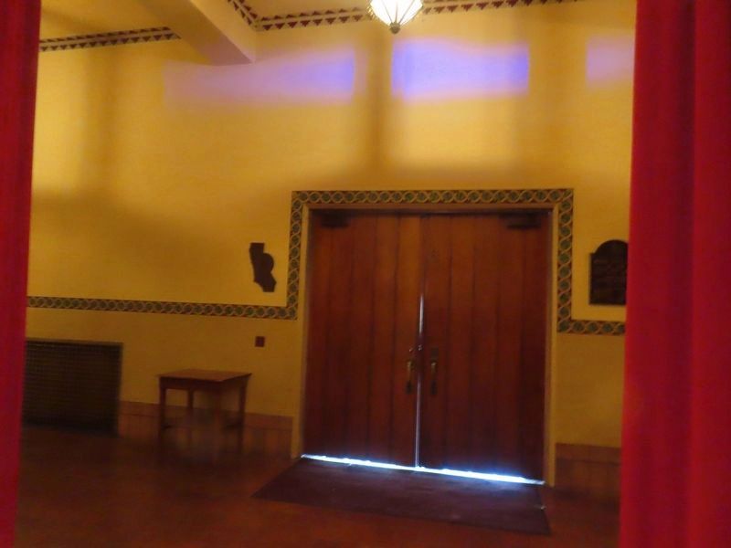 Marker at left of Mission Santa Clara doors. Click for full size. Marker at left of Mission Santa Clara doors image. Click for full size.
