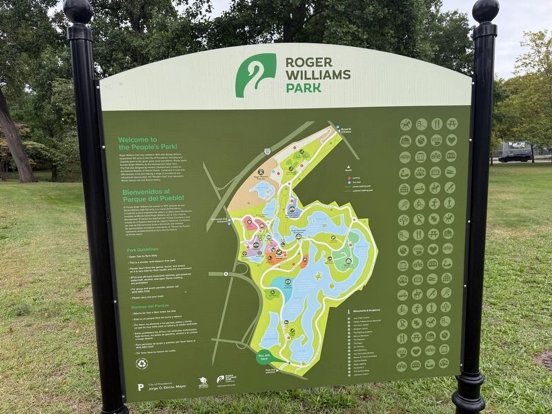 Roger Williams Park Marker. Click for full size. Roger Williams Park Marker image. Click for full size.