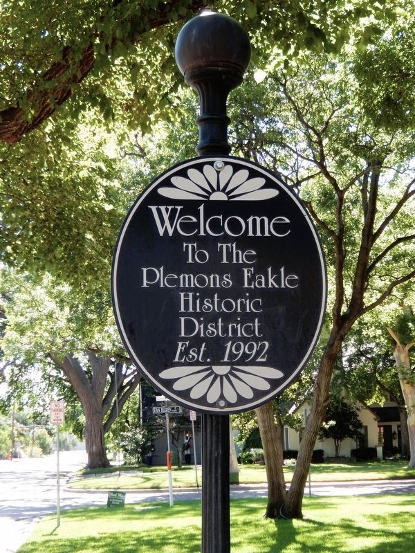 Plemons-Eakle Historic District Sign. Click for full size. Plemons-Eakle Historic District Sign image. Click for full size.
