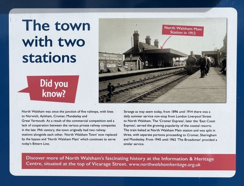 The town with two stations Marker. Click for full size. The town with two stations Marker image. Click for full size.
