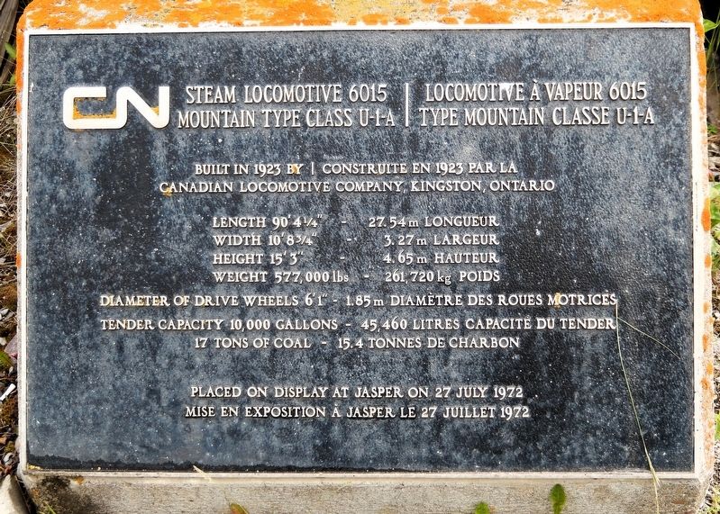 Steam Locomotive 6015 / Locomotive à vapeur 6015 Marker. Click for full size. Steam Locomotive 6015 / Locomotive à vapeur 6015 Marker image. Click for full size.