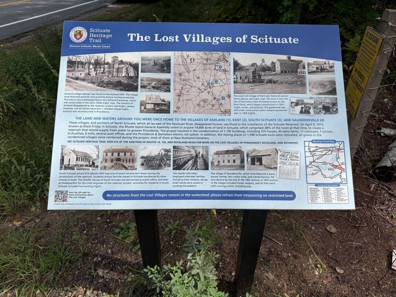 The Lost Villages of Scituate Marker image. Click for full size.
