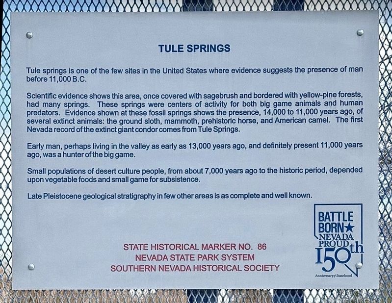 Tule Springs Marker image. Click for full size.